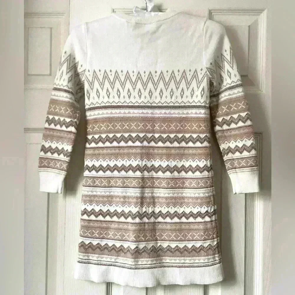 Children place girls gold and cream striped sweater dress Size 7/8 M - Picture 3 of 6